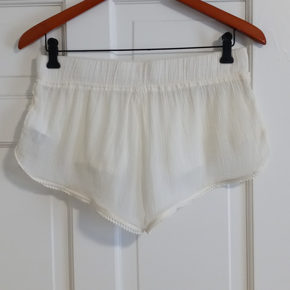 🍑Roxy🍑 - Cream Sheer Lounge/Cover-Up Short w/Lace Sides - Picture 2 of 14